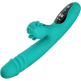 Вібратор для жінок з 9 функціями, підігрівом та телескопічним дизайном. Масажний дildo з силікону - іграшка для дорослих, зелений