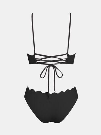 CUPSHE Bikini Set Daen - двочастинний купальник з трикутником, тропічний принт, чорний (S)