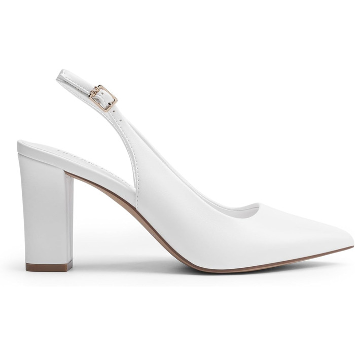 Жіночі туфлі-човники Dream Pairs на підборах з відкритою п'ятою (slingback), білі, розмір 39 EU