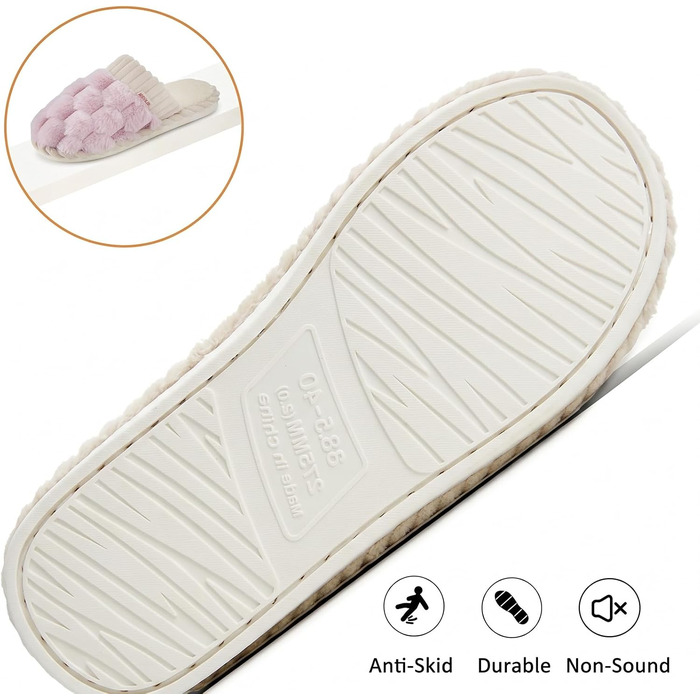 Жіночі зимові домашні капці з ефектом пам'яті (Memory Foam), теплі та м'які, персиково-рожеві, розмір 38.5/40 EU