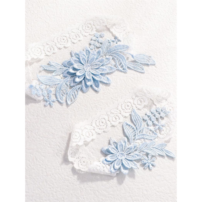 Жінські мереживні стрічки-тримачі для панчіх YUEKOPOU. 1 пара мереживних стрічок для наречених, весільних аксесуарів, костюмів, вечірок. Колір: світло-блакитний