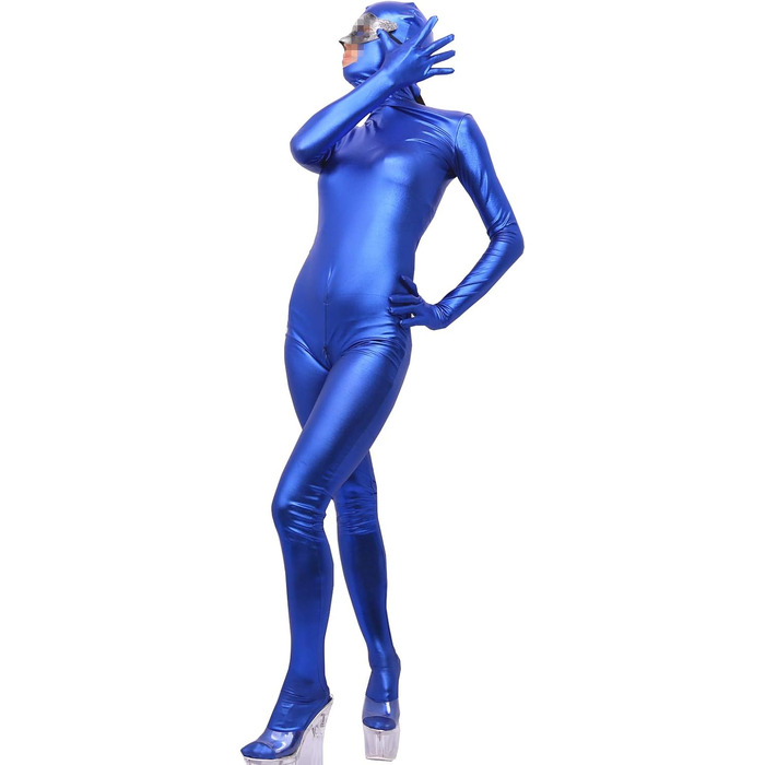 Костюм-комбінезон жіночий BESYFAY з капюшоном та рукавичками (синій, M)