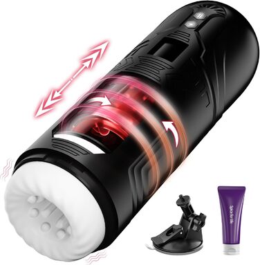 Електричний мастурбатор для чоловіків HIVEFUN з 7 режимами вібрації, ротації та імпульсу. Чорний, для особистого використання.