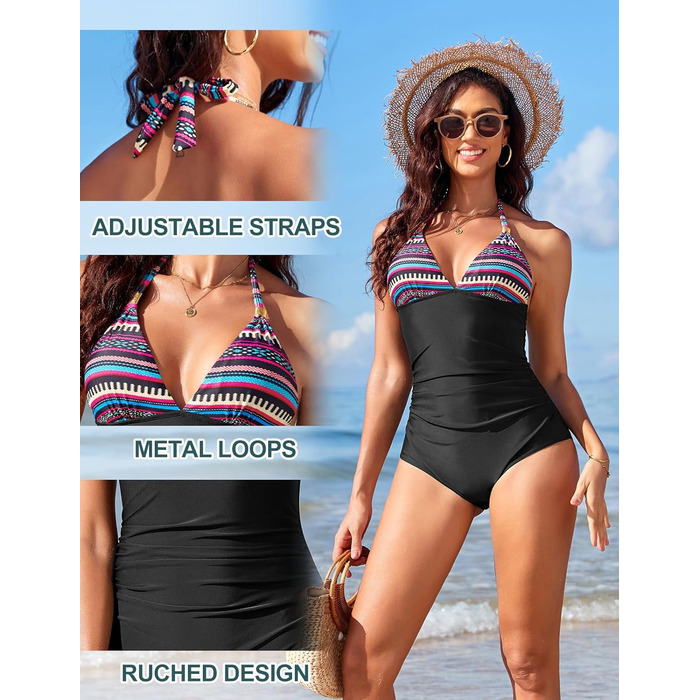 Світшот з відкритим животом та спиною, фігурна модель, купальник на зав'язках, сексуальний пуш-ап з чашками (XXL, богемний синьо-рожевий кольоровий)