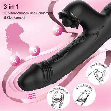 Вібратор для жінок Rabbit з кліторальною стимуляцією, Dildo, G-spot, 10 режимів, анальний вібратор, іграшка для дорослих, для пар (чорний)