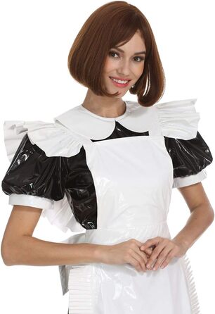 Чорне плаття з ПВХ для косплею/кросдресінгу, уніформа служниці, розмір 3XL