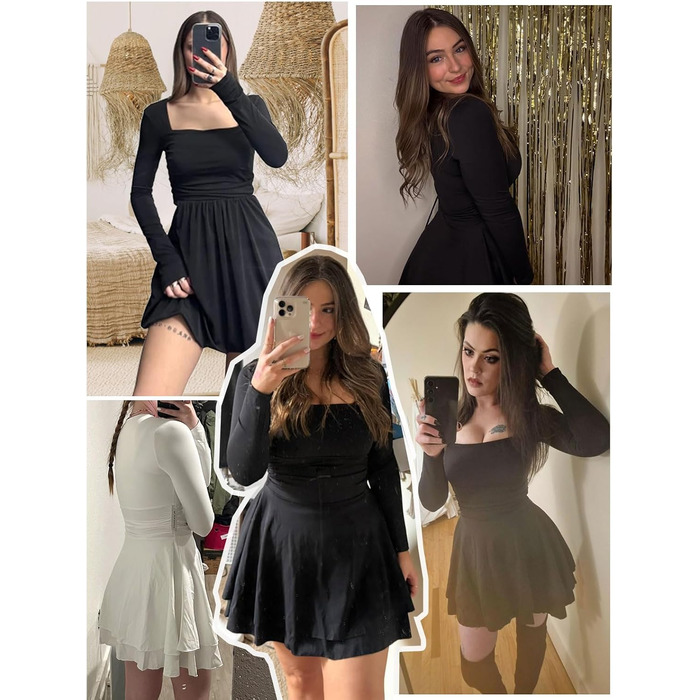 Біле міні-плаття з довгим рукавом, облягаюче, з рюшами, квадратний виріз, для вечірок та клубів