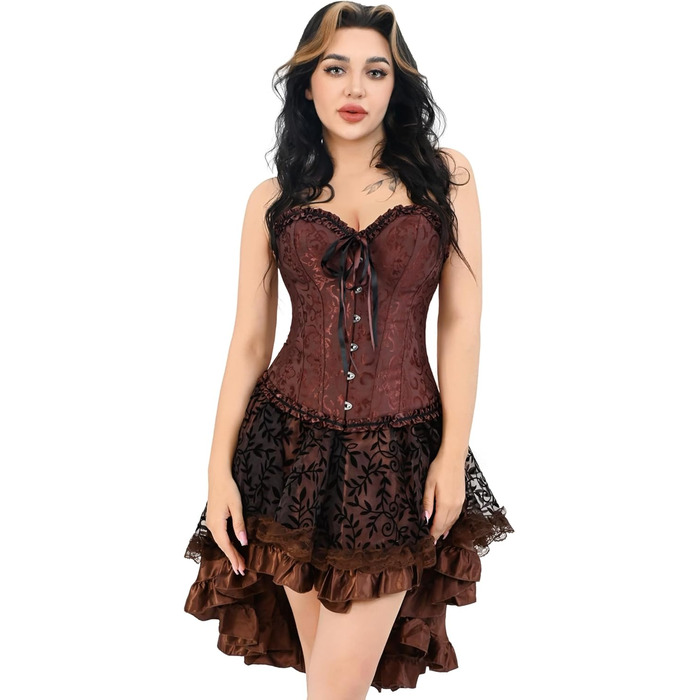 Корсет-топ Florales з квітковим принтом для жінок Plus Size (4XL, фіолетовий, коричневий)