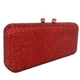 Жіночий вечірній клатч Boutique De FGG з кристалами та стразами для весіль та вечірок, міні-сумка (Червоний)