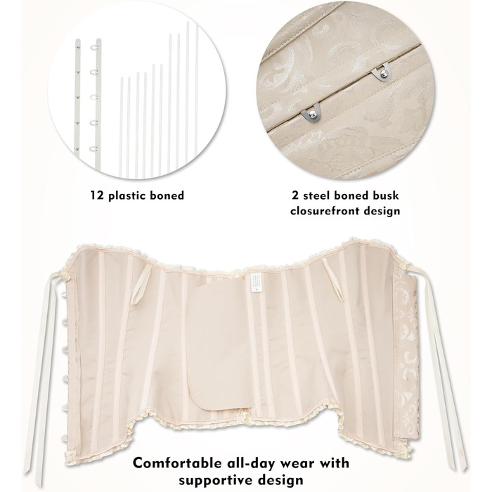 Корсетний топ SZIVYSHI для жінок з повним бюстом, готичний стиль, вінтажний корсет, бюстгальтер-корсет, бежевий