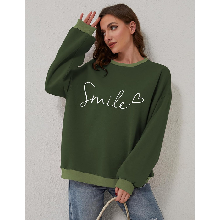 Жіночий світшот Chicrise Daen Oversized у смужку, в'язаний лонгслів з круглим вирізом, колір Smile-зелений, XL