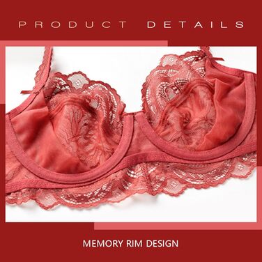 Бюстгальтер MOONBADI для жінок, квітковий дизайн, без кісточок, мереживо, бюстгальтер-бралетт, без пуш-ап, сітчаста підкладка, V-подібний виріз, для щоденного використання, бюстгальтер з підняттям грудей, 34/75D, бордовий