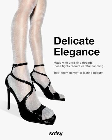 Чорні колготки Softy 15 Den Whisper-Soft Glitter з блискітками для жінок | Прозорі блискучі панчохи | Зручність на весь день, делікатна розкіш, легкий ефект засмаги, ремінець, срібло Moonlit Pearl, XS-S