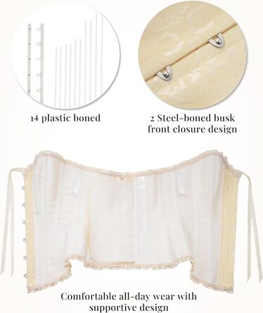 Корсет-топ SZIVYSHI для жінок: готичний корсет, бюстгальтер-корсет, бежевий, вінтажний стиль