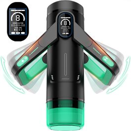 Інтимна іграшка для чоловіків Eanatoys Masturbieren з 9 вібраціями, телескопічною функцією та LCD-дисплеєм (зелена)