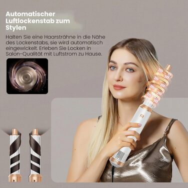 Набір стайлер для волосся 5 в 1 Haarstyler 1000W: фен, круглі щітки, вирівнювач та керлер для всіх типів волосся (чорний)