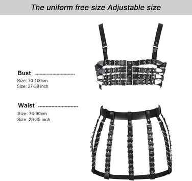 Корсет-гетри з шкіряним поясом для жінок та дівчат. Готичний аксесуар для вечірок, танців, готичного стилю (Чорний)
