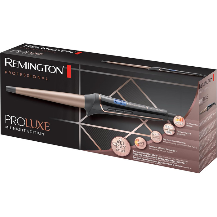 Випрямляч для волосся Remington PROluxe Midnight S9100B з керамічними пластинами 110 мм, цифровим дисплеєм та технологією OPTIheat (150-230°C)