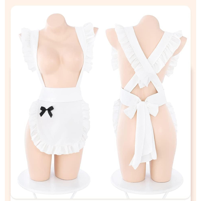 Костюм горничної SINROYEE: сексуальна мереживна піжама для косплею, піжама-бабідол, набір сексуальної французької горничної (білий + чорний), універсальний розмір