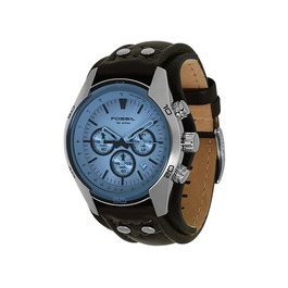 Чоловічий годинник-хронограф Fossil Coachman 45 мм, синій циферблат, сталевий або шкіряний ремінець