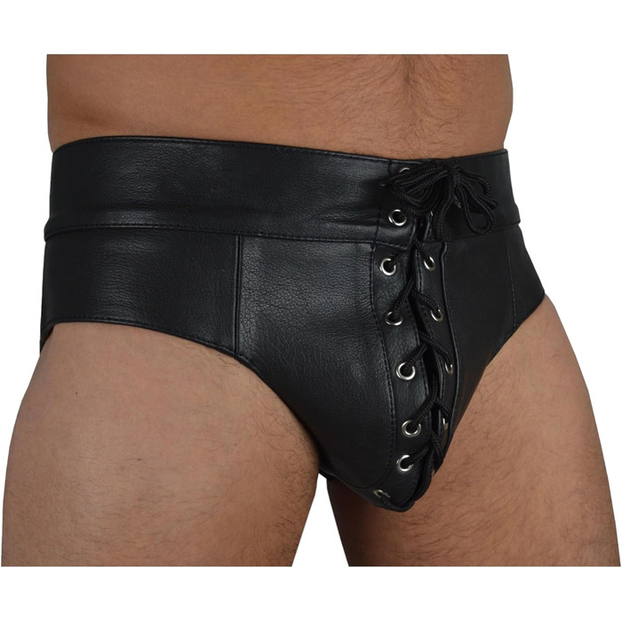 Чоловіча спідня білизна з шкіри Awansstar AW-510, чорна, танга/сліп, 32 розмір