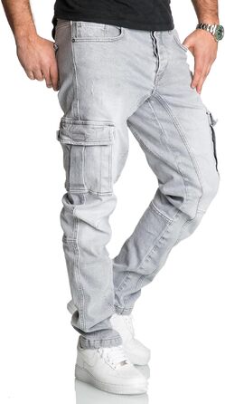 Чоловічі джинси-карго REPUBLIX Regular Slim з ефектом Destroyed, сірі (R7977, 30W/30L)