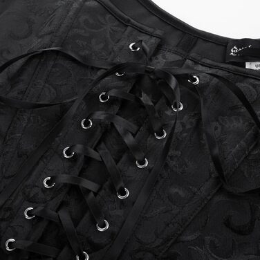 Корсет-жилет Steampunk SCARLET DARKNESS чорного кольору з мереживом, середньовічний стиль, розмір 38, жаккард