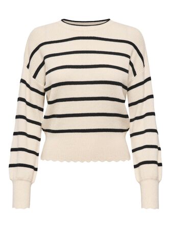 Жіночий в'язаний светр ONLY ONLIBI смугастий, колір Whitecap Gray/Black, розмір XS