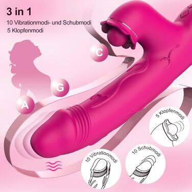 Вібратор для жінок Rabbit з кліторальною стимуляцією, Dildo, стимулятор G-точки, 10 вібраційних режимів, анальний вібратор, іграшка для дорослих, для пар (рожевий)