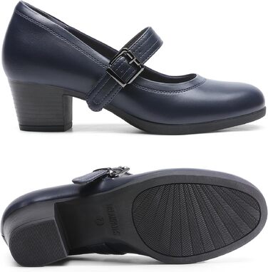 Жіночі туфлі Mary Jane DREAM PAIRS на масивному високому каблуці, темно-сині, розмір 37 EU