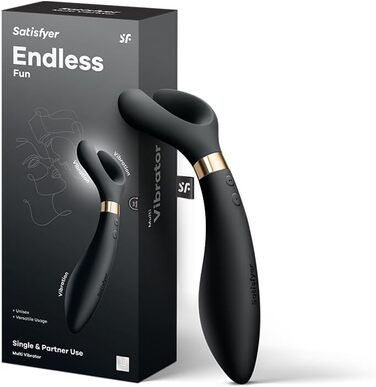 Вібратор для пар Satisfyer Endless Fun: 33 функції, 100 вібрацій | Сильний та тихий для жінок та чоловіків | Іграшка для дорослих, як дildo та для стимуляції клітора | Чорний | 1 шт.