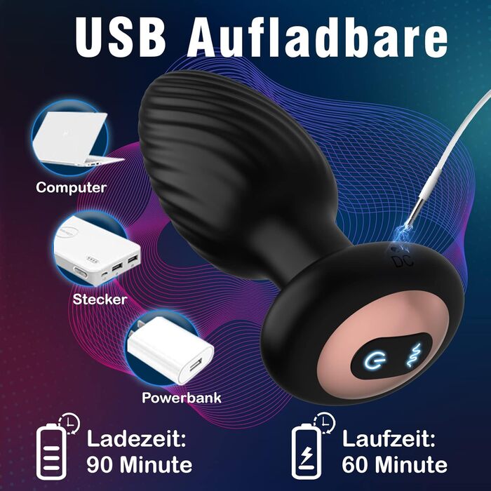 Анальні вібратори для жінок. Набір секс-іграшок з 7 режимами вібрації та обертання. Силіконовий butt plug для жінок та чоловіків.