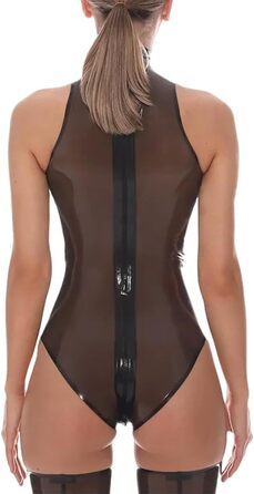 Комбінезон з латексу DAIJES, чорний, без рукавів, з високим вирізом, для вечірок та сцени