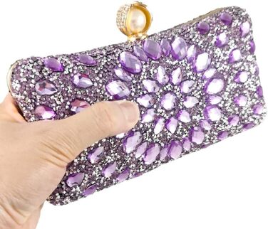 Жіночий вечірній клатч Boutique De FGG з кристалами та перлами, маленька сумка для весіль та свят (світло-фіолетовий)