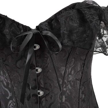 Корсет жіночий Oytto готичний, з шнурівкою, з мереживом, з кісточками, топ-боді, чорний, розмір L