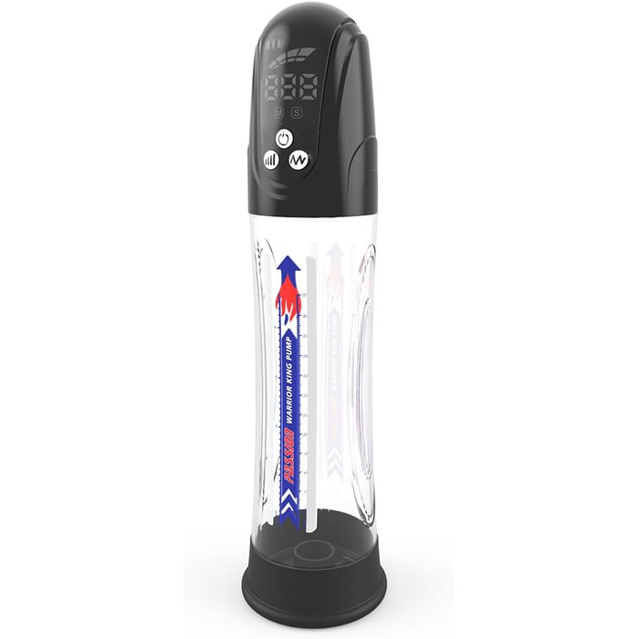 Електрична вакуумна помпа для збільшення статевого члена з акумулятором, LCD дисплеєм та USB-зарядкою - 20см Ø7см - для чоловіків, підтримка ерекції, тренування потенції