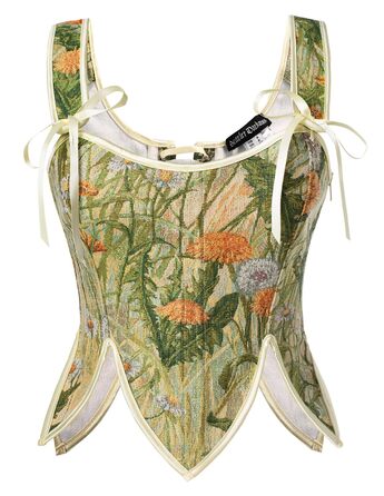 Корсет SCARLET DARKNESS у стилі Ренесанс з квітковим принтом, жовті квіти (44)