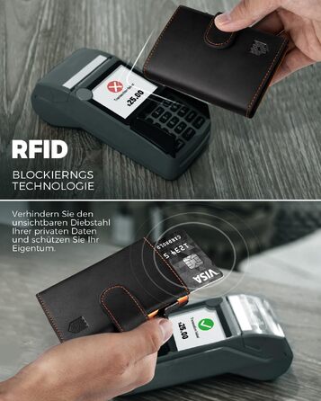 Чоловічий гаманець-картхолдер DODENSHA з RFID-захистом, автоматичним pop-up механізмом, відділенням для монет та вікном для ID (чорний з помаранчевим)