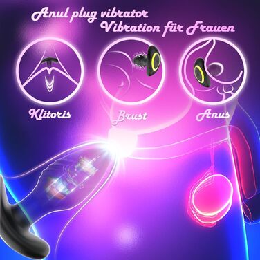 Анальний плагін для жінок та чоловіків: вібратор з керуванням через додаток, силіконовий, 10 режимів