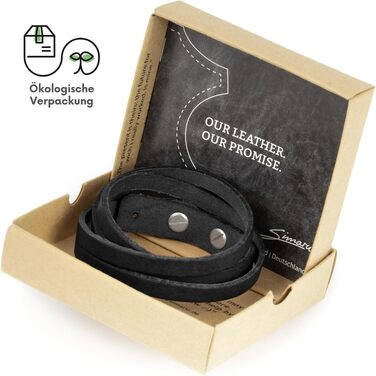 Шкіряний ремінець для годинника Simaru Premium Leder — високоякісна натуральна шкіра, Made in Germany, чорний