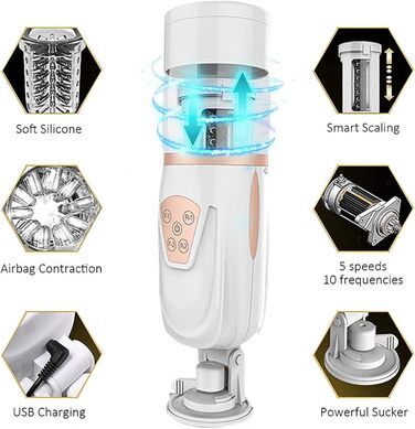 Електричний мастурбатор для чоловіків з 10 телескопічними функціями та 5 швидкостями - стимулятор пеніса, секс-іграшка