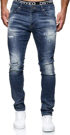 Чоловічі джинси MERISH Slim Fit з еластичним денімом, модель 1507, сині (33W / 32L)