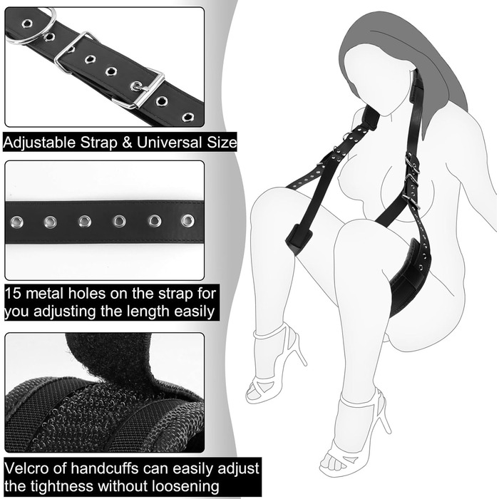 Набір для БДСМ: фетуювання ніг, наручники, набір для пар. Чорний колір.