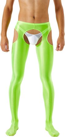 Штанні колготки для чоловіків Bciopll з відкритим промером та вирізом, середня талія, еластичний пояс, скінні легінси (XL, флуоресцентний EN8)