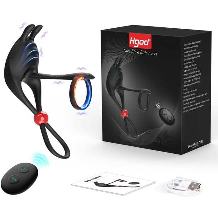 Вібраційний кільце для пеніса BeHorny з пультом дистанційного керування, 7 режимів вібрації, для більш міцної ерекції