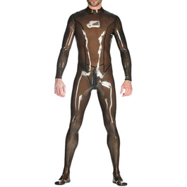 Чоловічий латексний боді з рукавами та шкарпетками, чорний, XL | Gaylop