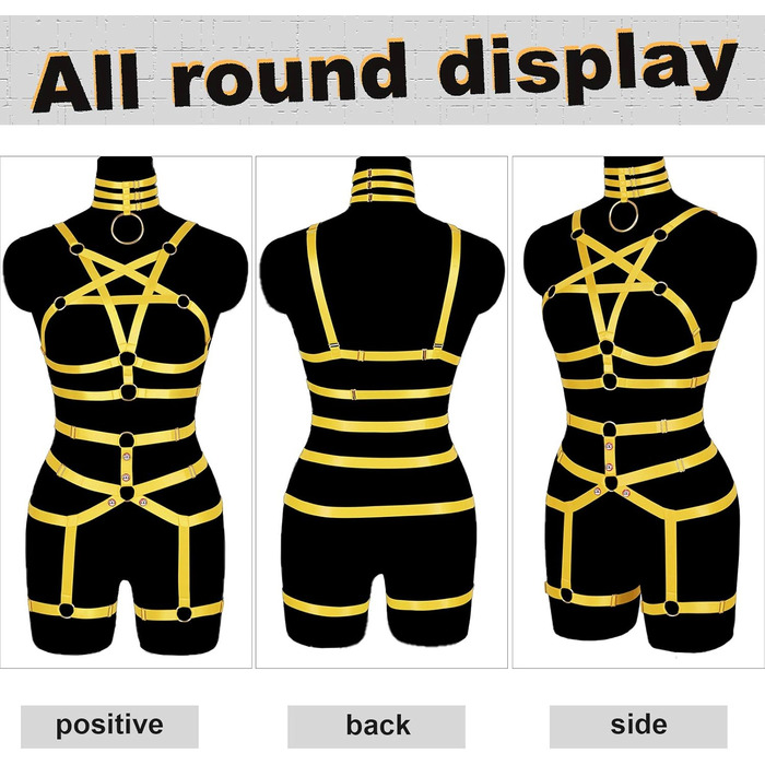 Жіночий корсет-нагрудник у стилі панк, повна клітка, мереживний бюстгальтер та пояс-стрінг, комплект, Харадзюку, готичний, фестивальний, рейв-стиль (помаранчевий, жовтий)