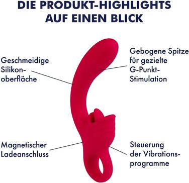 Вібратор EIS Silikon-Rabbit з масажером клітора, 21.5 см, водонепроникний (IPX7), акумуляторний, 2 мотори з 7 програмами вібрації, безпечний матеріал