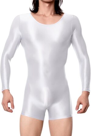 Спортивний комбінезон для чоловіків AIEOE з еластичним блиском, прозорий, облягаючий, для танців та спорту, тіло, розмір XL, білий