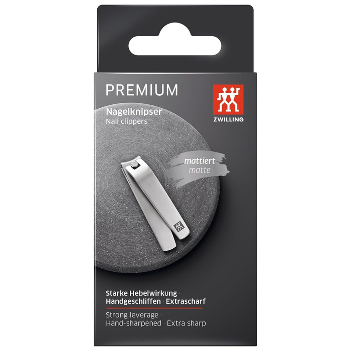 Кусачки для нігтів Zwilling Premium (для пальців рук та ніг), гіпоалергенні, з вигнутим лезом та підсиленим важелем, сріблясті, 60 мм